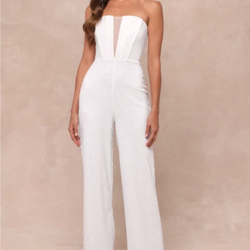 Elegant White Strapless Jumpsuit